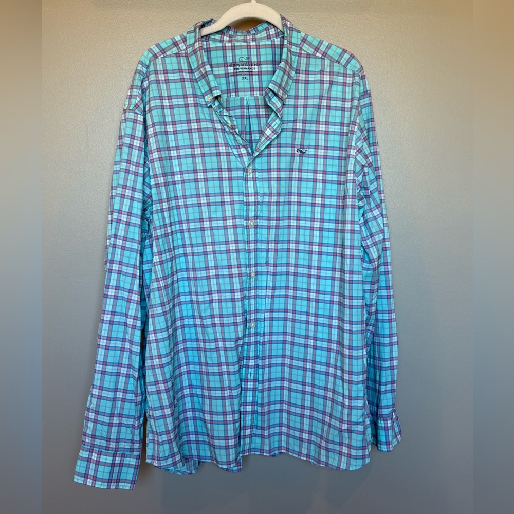 Men’s Vineyard Vines Performance XXL classic fit whale button-down plaid shirt
